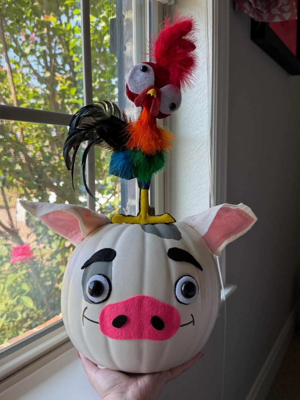 Handmade Moana Pua & Hei Hei Pumpkin Halloween Decor